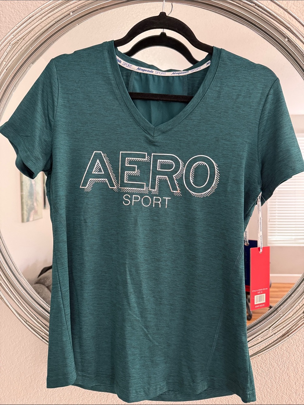 Aeropostale Women's V-Neck Tee in Teal Green